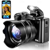 cheap Household Appliances-8K Digital Camera 88MP WiFi Cameras for Photography with 3.2 Touchscreen 16X Zoom Autofocus Vlogging Camera for YouTube Video Anti-Shake Dual Camera