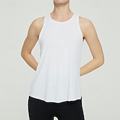 cheap Women's Shirt-Women's Solid Colored Tank Top Workout Tops Loose Fit Elastic Sweat-Wicking Breathable Tennis Pickleball Yoga Crew Neck Top Black White Yellow Tennis Clothing