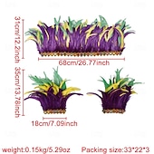 ieftine Accesorii-Carnaval 2026 Accesorii Samba Rio Carnaval Set epoleți și manșete cu pene pentru festivalul Mardi Gras - Violet Verde Aur cu cristale Costum de showgirl Carnaval Brazilia
