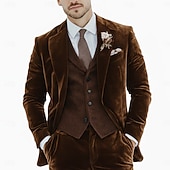 economico Abiti da matrimonio-Uomo Smoking Abito di velluto Matrimonio in Spiaggia Matrimonio primaverile Nero Borgogna Primavera &amp; Estate Tuta Bavero classico Affari Formale Tinta unita Vestibilità su misura 2 pezzi Monopetto