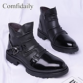 economico Stivaletti alla caviglia-stivali da uomo in similpelle marrone con cinturino – design alla moda con dettagli in fibbia, perfetti per uscite informali, moda invernale e abbigliamento outdoor
