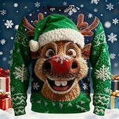  Hässlicher Weihnachtspullover Herren Jeder Druck Pullover Strickware Rundhalsausschnitt Lässig Täglich Urlaub warm halten Langarm Frühling Herbst Winter Blau Schwarz Rote