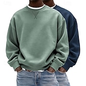 preiswerte Einfache Sweatshirts-Herren Sweatshirt Pullover Lila + Blau Marineblau + Dunkelgrau Dunkelgrün + Gelb Hellgrün + Marineblau Hellblau + Hellgrün Rundhalsausschnitt Einfach Oversize Sport &amp; Outdoor Lässig Täglich