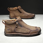 abordables Botines-Botas de senderismo de piel sintética de primera calidad para hombre: calzado resistente con cierre de cremallera para aventuras al aire libre y uso casual.