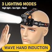 זול פנסים טקטיים-פנס ראש לד סופר בהיר, נטען ב-USB, עמיד במים, IP65, פנס ראש ללא ידיים, יעיל ונוח. מתאים לתיקונים ביתיים, פעילויות חוץ כמו טיולים רגליים, קמפינג ודיג