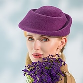 abordables Sombreros de Fiesta-Sombreros 100% lana, boina, sombrero fedora, sombrero platillo, cóctel de boda, elegante tocado de tul de color puro.