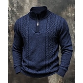 Χαμηλού Κόστους ανδρικό πουλόβερ πουλόβερ-Ανδρικά Πουλόβερ Πουλόβερ Quarter Zip Πλεκτό πουλόβερ Πλεκτό Πουλόβερ Κοτλέ Πλέκω Κανονικά μπλουζάκια Πλεκτό Σκέτο Τρίμηνο φερμουάρ Μοντέρνα Κομψό στυλ street Causal Καθημερινά Ρούχα Ρούχα