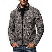 billiga cardigan tröja för män-Herr Jacquard tröja Tröja Cardigan Tröja Ribbad Sticka Vanliga toppar Stickat Slät V-hals Semester Mode Företag Ledigt Kläder Vår &amp; Höst Höst vinter Svart Vinröd M L XL