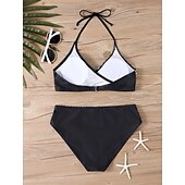 billiga Tankinis-Kvinnors Tankini 2-delad baddräkt med fräck midjekontroll hög midja slank rygglös semester strandkläder halterneck ärmlös baddräkt