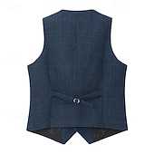 cheap Men's Waistcoat-Men's Vest Tweed Vest Waistcoat Vintage Fashion Spring &amp;  Fall Buttons Wool Blend Comfortable Plain Single Breasted V Neck Regular Fit Deep Green Navy Dark Gray Light Grey Vest