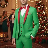 preiswerte Feier zum Feiertag-Herren Smokings Partyanzüge Lässig Schwarz Weiß Frühling, Herbst, Winter, Sommer Anzug Schalkragen Mode Party Patchwork Figurbetonter Schnitt 3-teilig Einreiher - 1 Knopf