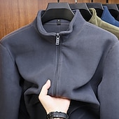 abordables Sweat à capuche en polaire-Homme Sweat-shirt Sweat zippé Sweat-shirt zippé Sweat-shirt en polaire Sweat-shirt entièrement zippé Bleu Noir Jaune Vert Gris Col montant Uni Sport &amp; Loisir Quotidien Fête Polyester Streetwear