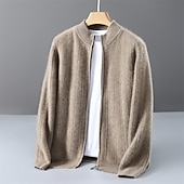 cheap Men's Wool Sweater-Men's Premium Pure Wool Cashmere Cardigan Sweater Classic Knit Zip Up Soft Warm Breathable
