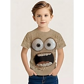 お買い得  男の子の3D面白いユーモア-男女兼用 男の子 3D グラフィック 遊び心のあるグラフィックTシャツ Tシャツ 半袖 3Dプリント 夏 春 スポーツ ファッション ストリートファッション 子供 4〜12年 クルーネック アウトドア カジュアル 日常 レギュラー