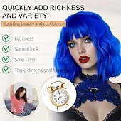 رخيصةأون باروكات الكرنفال-شعر مستعار للكرنفال 2026 أحمر أزرق بنفجسي مجعد بوب قصير شعر مستعار صناعي للمهرجان ماردي غرا موكب شعر زي التنكر إلى نسائي