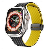 Недорогие Ремешки для часов Apple-Спортивный ремешок Совместим с Ремешок для часов Apple Watch 38мм 40мм 41мм 42мм 44мм 45мм 49мм Многослойный Магнитная застежка Две тонны силиконовый Углеволокно Сменный ремешок для часов для iwatch