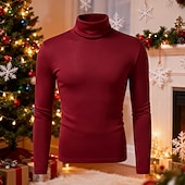 voordelige pullover voor heren-Voor heren Coltrui Gebreid Heren coltrui Stoppen breien Normale tops Gebreid Effen Coltrui Modern eigentijds Werk Alledaagse kleding Kleding Herfst Winter Wijn Groen S M L