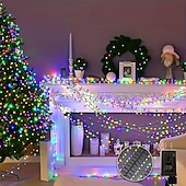 Недорогие LED ленты-Светодиодная гирлянда для рождественской елки, 10 м, 500 светодиодов, гирлянда с теплым белым светом, 8 режимов мерцания, декоративная гирлянда для домашнего рождественского праздничного освещения,