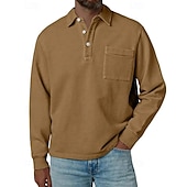 economico Polo classica da uomo-Per uomo Maglia da golf Polo da Golf Casuale Lavoro Bavero Manica Lunga Essenziale Moderno Semplice Bottoni Tasca Frontale Primavera Autunno Vestibilità regolare Blu Nero Blu marino Viola Marrone