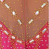 cheap Competition Wear-Women's Elegant Fuchsia &amp; Gold Ballroom Dance Dress Rhinestone Embellished Waltz Tango Modern Rumba Competition Performance Gown