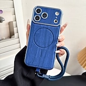 ieftine Carcase iPhone-telefon Maska Pentru iPhone 17 Pro Max 17 Air 16 15 14 Pro Max Plus 13 Pro Max Capac Spate Acceptă încărcarea fără fir cu curea de mână Anti Șoc Retro Placare