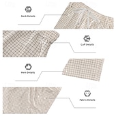 cheap Casual Pants-Men's Trousers Casual Pants Drawstring Pocket Elastic Waist Plaid Comfort Soft Outdoor Daily Holiday Fashion Classic Style Dark Khaki Light Khaki Micro-elastic