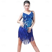 economico Abiti da Pratica-Costumi da ballo Samba Vestito scintillante in paillettes Finge Vestiti di danza tango latino Mini vestito Abbigliamento per carnevale Costumi per performance