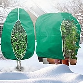 baratos aquecimento e resfriamento-Conjunto de 3 capas protetoras para plantas contra geadas, grandes sacos verdes resistentes ao gelo com fecho de zíper e cordão, proteção de inverno para árvores e arbustos no jardim, ideais para
