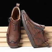 abordables Botines-Botas de senderismo de piel sintética de primera calidad para hombre: calzado resistente con cierre de cremallera para aventuras al aire libre y uso casual.