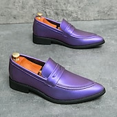 economico Mocassini-mocassini slip-on da uomo in vernice viola dal design elegante: calzature eleganti per feste, matrimoni ed eventi alla moda