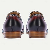 cheap Elemental Dress Shoes-Men's Black Leather and Floral Pattern Lace-up Shoes - Fashion-forward Footwear for Semi-formal Gatherings, Evening Parties and Trendy Casual Wear