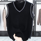 preiswerte Herren Pullover Weste-Herren Pullunder Kleid Pullover Pullover Weste Strickpullover Gerippt Stricken Normale Oberteile Gestrickt Einfach V Ausschnitt Mode Lässig Urlaub Alltagskleidung Bekleidung Herbst Winter Schwarz Rote