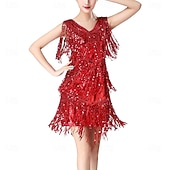 abordables Robes de Pratique-Robe de danse des années 1920 à franges à sequins pour femmes Samba Dancewear Costume de performance