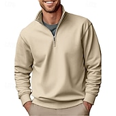 voordelige Klassieke polo voor heren-Voor heren Polo Poloshirts Vakantie Straat Kwart ritssluiting Lange mouw Modieus Basic Effen Lente Herfst Getailleerd blauw Zwart Wit Groen Lichtgroen Polo