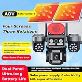 cheap Indoor IP Network Cameras-8MP 3 Lens  Solar Powered Security Camera  Dual Solar Panel  Outdoor Waterproof CCTV  Night Vision Motion Detection &amp; Two-Way Audio