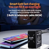 baratos Carregadores Sem Fio-Carregador portátil rápido de 120 W com cabo USB-C e Lightning, compatível com iPhone 15/16/17 e Samsung, ideal para jogos e viagens. Design compacto e específico para tomadas europeias.