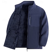 voordelige Sportjacket-Voor heren Winterjack Fleecejack Vrijetijdsjas Vakantie Dagelijks Thermisch Warm Zak Fleece Herfst winter Effen Modieus Streetwear Opstaand Normaal Zwart Rood Khaki Leger Groen Donkerblauw Jacks
