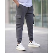 billige last cargo-Herre Cargo joggebukse Joggebukser Fleecebukser Jogger Bukser Snorer Lomme Elastisk midje عادي Komfort Varm utendørs Daglig Ut på byen Mote Fritid Svart Hvit Mikroelastisk