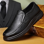 halpa Miesten loaferit ja nauhattomat kengät-Miesten ruskeat keinonahkaiset talvikengät, lämpimät ja mukavat, fleecevuori lisälämpöä varten, täydelliset talvipäiviin ja rentoon ulkoiluun