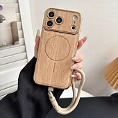 ieftine Carcase iPhone-telefon Maska Pentru iPhone 17 Pro Max 17 Air 16 15 14 Pro Max Plus 13 Pro Max Capac Spate Acceptă încărcarea fără fir cu curea de mână Anti Șoc Retro Placare