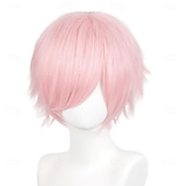 levne Karnevalové paruky-Karnevalová paruka 2026 Blonďatá Růžová Červená Volný Krátký Syntetická festivalová paruka Mardi Gras Průvod Cosplay kostýmy Vlasy pro Dámské