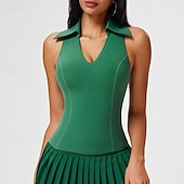 billiga Kvinnors skjorta-Dam Solid färg Halterlinne Inbyggd BH UV-skydd Snabb tork Elastisk Andningsfunktion Tennis Träning Löpning Halsband Överdelar Svart Vit Purpur Tenniskläder