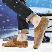 economico Ciabatte e infradito da uomo-scarpe slip-on trapuntate marroni da uomo con fodera in pile: calzature calde e comode per l'inverno e le uscite informali