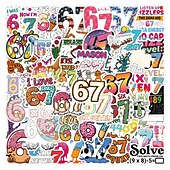 preiswerte Wand-Sticker-53 Stück Aufkleber mit 67 nummerierten Motiven, lustige Aufkleber mit Pop-Sprüchen, perfekt zum Dekorieren von Handy, Wasserflaschen, Scrapbooks, Tagebüchern, Autos, Laptops und Fahrrädern.
