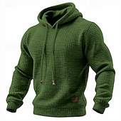 baratos hoodies básicos dos homens-Homens Moletom Moletons Waffle Moletom com capuz Adamascado Preto Branco Verde Tropa Vermelho Com Capuz Tecido Textura Casual Diário Desportos e Ar livre Roupa de rua Legal Roupa de Esporte Primavera
