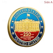  Памятные монеты к 250-летию – коллекционные монеты с изображением золотого американского флага и Колокола Свободы, прочные металлические юбилейные монеты для демонстрации, патриотические коллекционные монеты к полувековому юбилею.