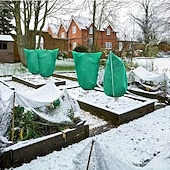 baratos aquecimento e resfriamento-Conjunto de 3 capas protetoras para plantas contra geadas, grandes sacos verdes resistentes ao gelo com fecho de zíper e cordão, proteção de inverno para árvores e arbustos no jardim, ideais para
