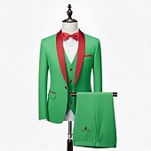 preiswerte Feier zum Feiertag-Herren Smokings Partyanzüge Lässig Schwarz Weiß Frühling, Herbst, Winter, Sommer Anzug Schalkragen Mode Party Patchwork Figurbetonter Schnitt 3-teilig Einreiher - 1 Knopf