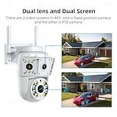 Недорогие IP-камеры для помещений-IP-камера с двумя объективами, полноцветная, ночное видение, обнаружение движения, двусторонняя голосовая беспроводная камера, наружная, внутренняя, домашняя охранная интеллектуальная Wi-Fi PTZ-камера