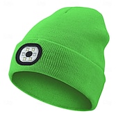 olcso Beanie fejhallgató-Kötött Fejlámpás Sapka Új Kültéri LED Világító Sapka USB Újratölthető 1.5-3W Áramellátás Gombvezérlés Type-C Töltés Éjszakai Kerékpározáshoz és Futáshoz Fejfedő Valentin-napi ajándék